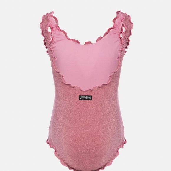 MC2 SAINT BARTH KIDS Clio Lurex One Piece Swimsuit NWT Girls Pink Frill Ruffle - Picture 4 of 8